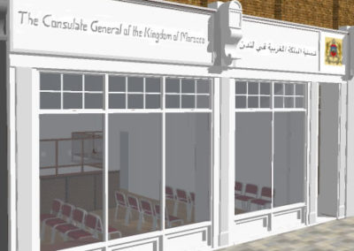 Re-design of Ground Floor Front Façade, Consulate General of the Kingdom of Morocco Paddington, London W2  (Bayswater Conservation Area)